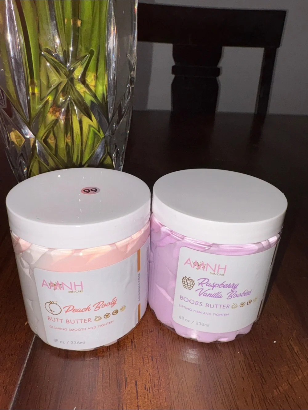 AMINNAH Peach Booty Butt Butter & Raspberry Vanilla Boobs Butter  NWT